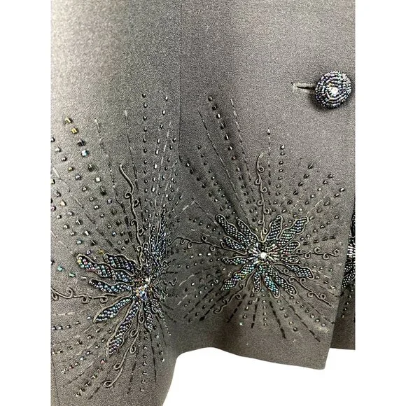 John Meyer Norwich Womens Size 12 Blue Vintage Lined Beaded Shoulder Pads Blazer - Picture 5 of 11